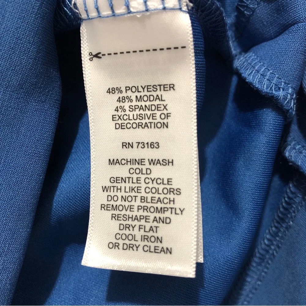 Cable & Gauge Dress Women Large Blue Blend Round Neck Hooded Short Sleeve Beach - Picture 7 of 7